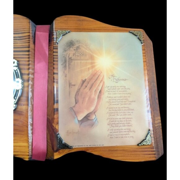 Wooden Prayer Plaque Clock With Vintage Cross & Poem 17x10" decorative vintage - Picture 3 of 6